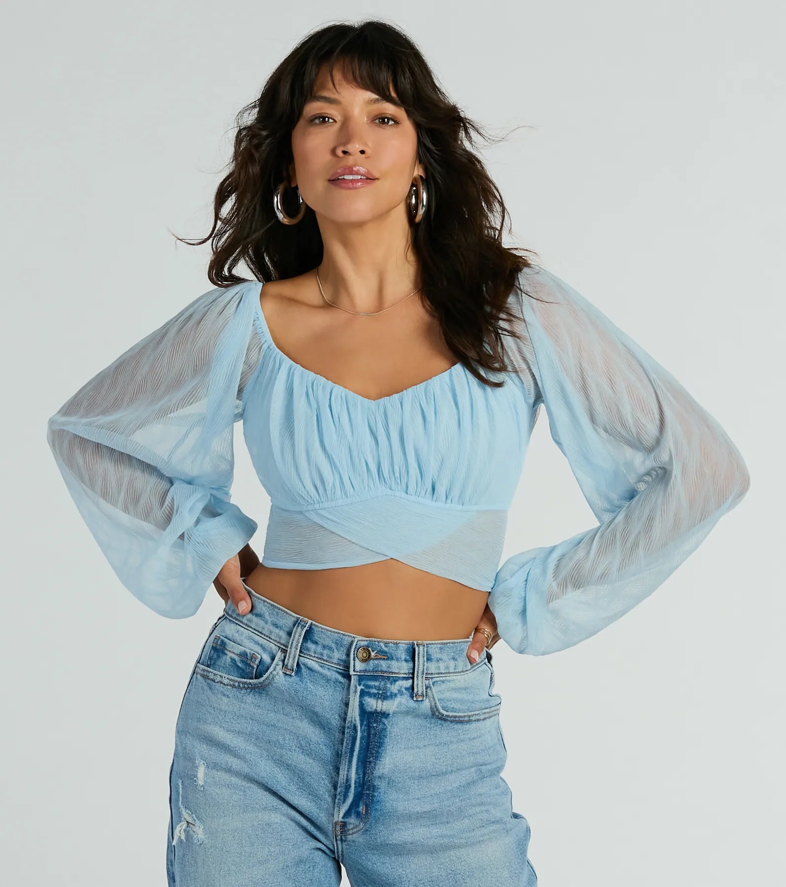 Ultimate Grace Tie-Back Mesh Crop Top | Romantic & Flirty Style