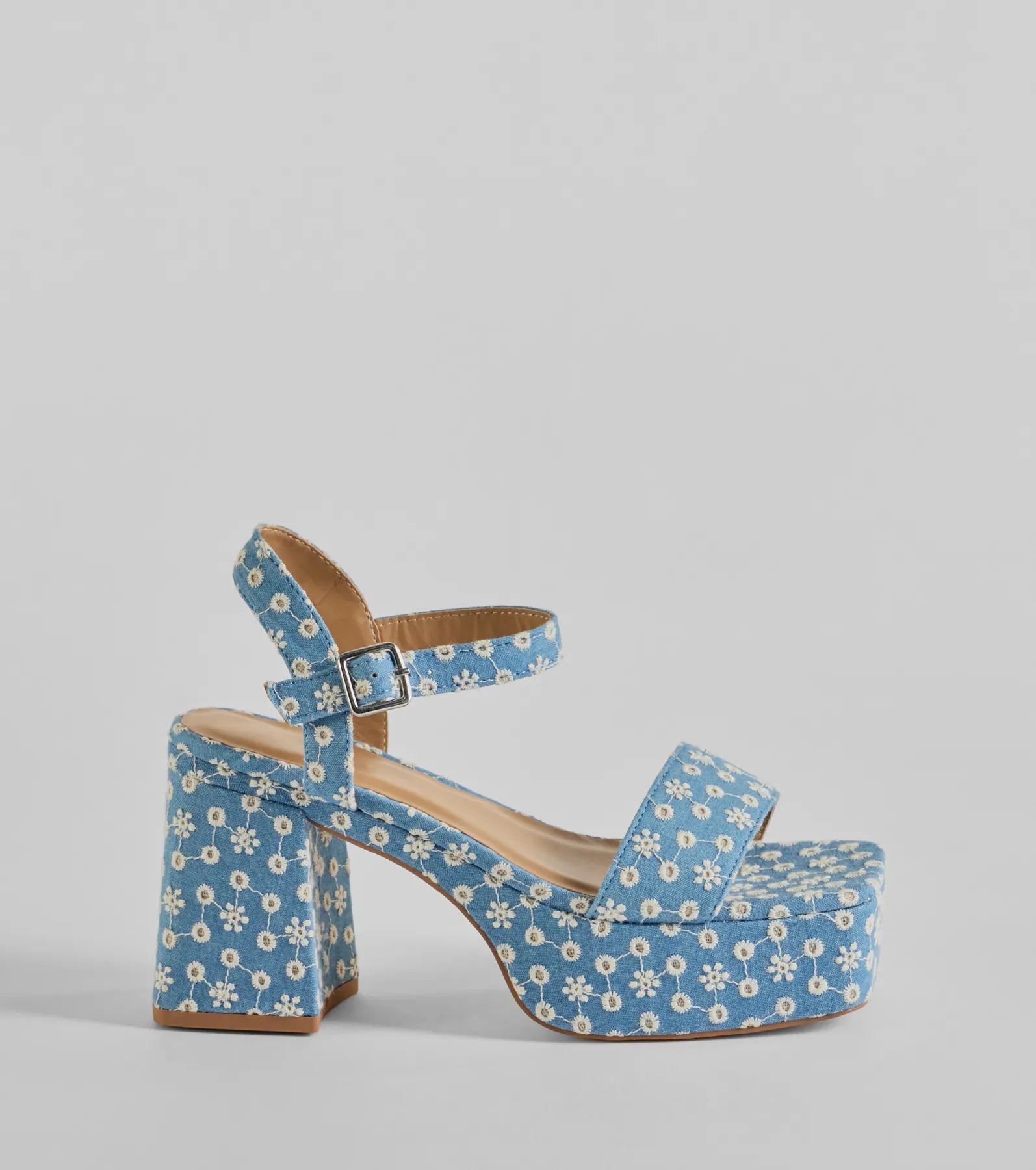 Ultimate Darling Daisy Platform Heels - Denim Block Heels