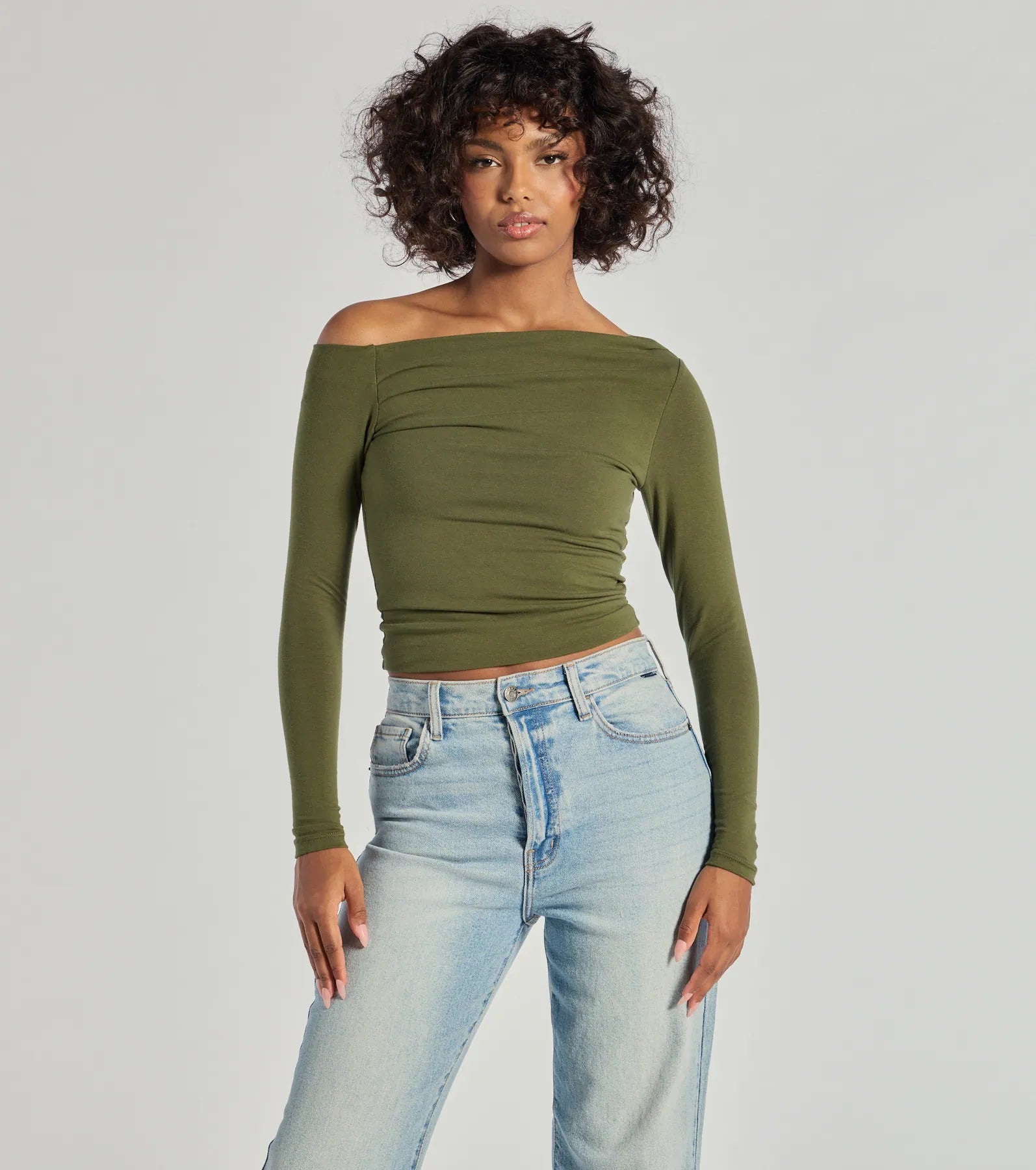 Ultimate Chic Off-Shoulder Long Sleeve Crop Top