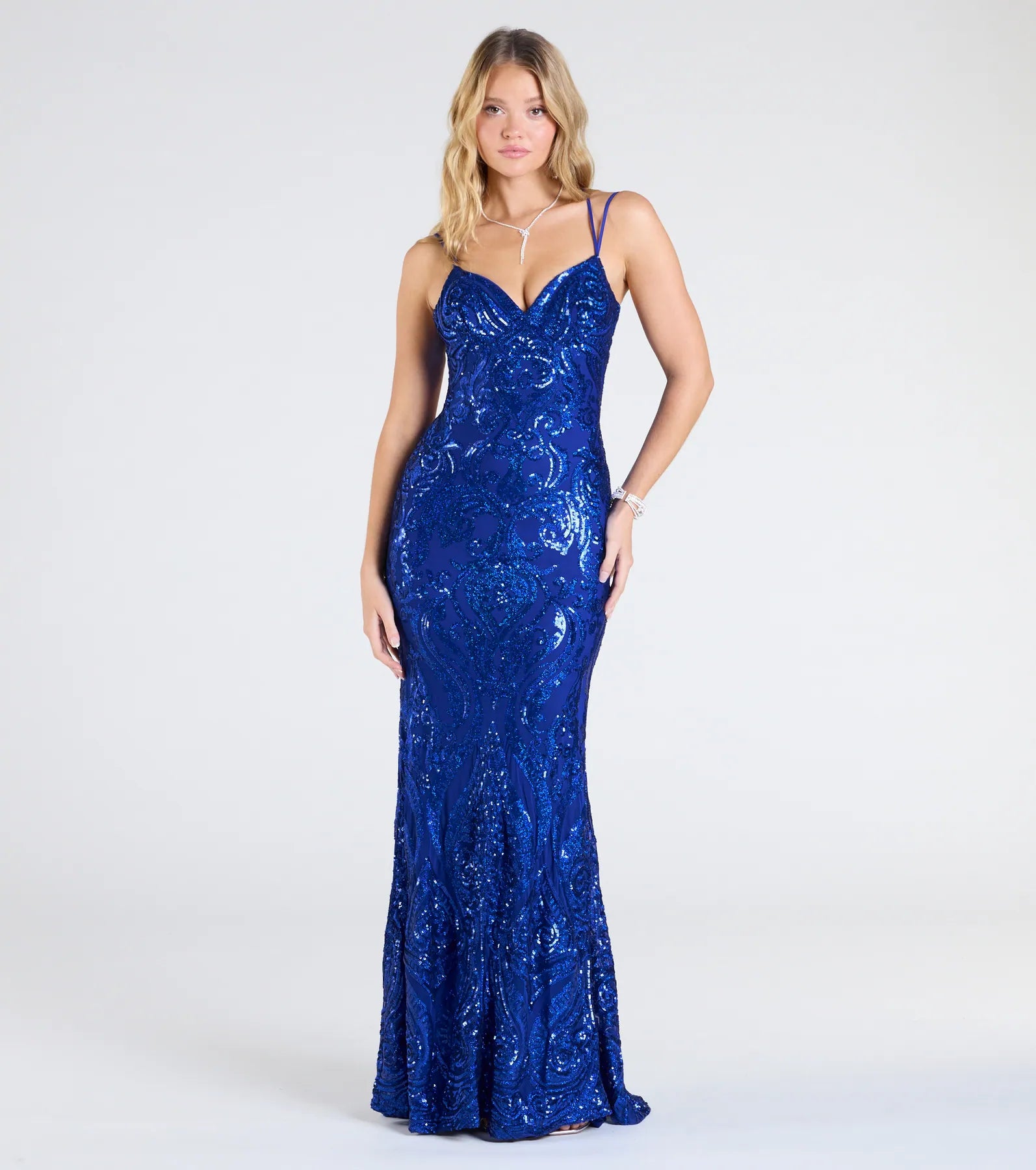 Ultimate Jessa Lace-Up Mermaid Sequin Formal Dress