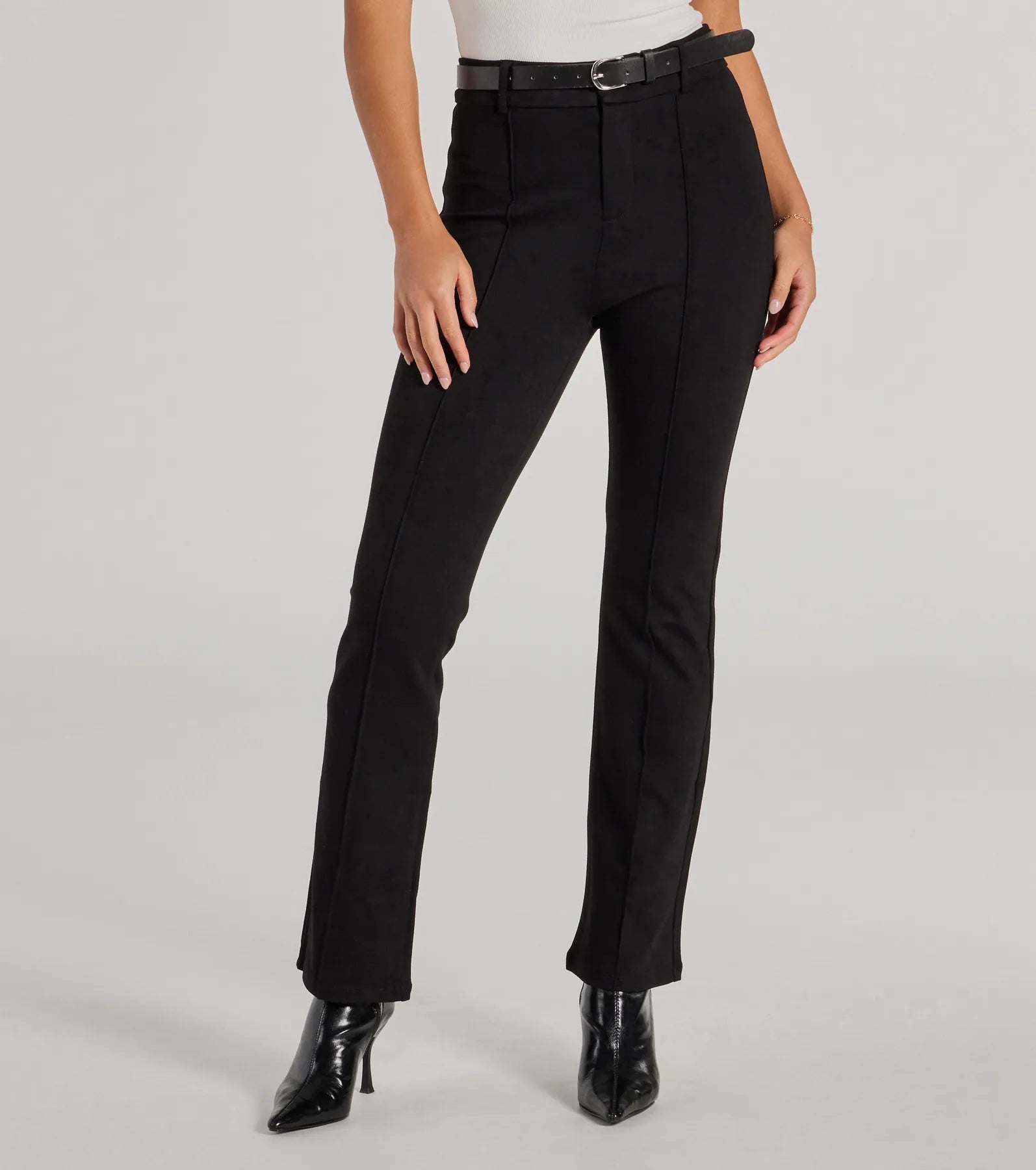 Ultimate Modern Muse Ponte Knit Belted Tapered Pants