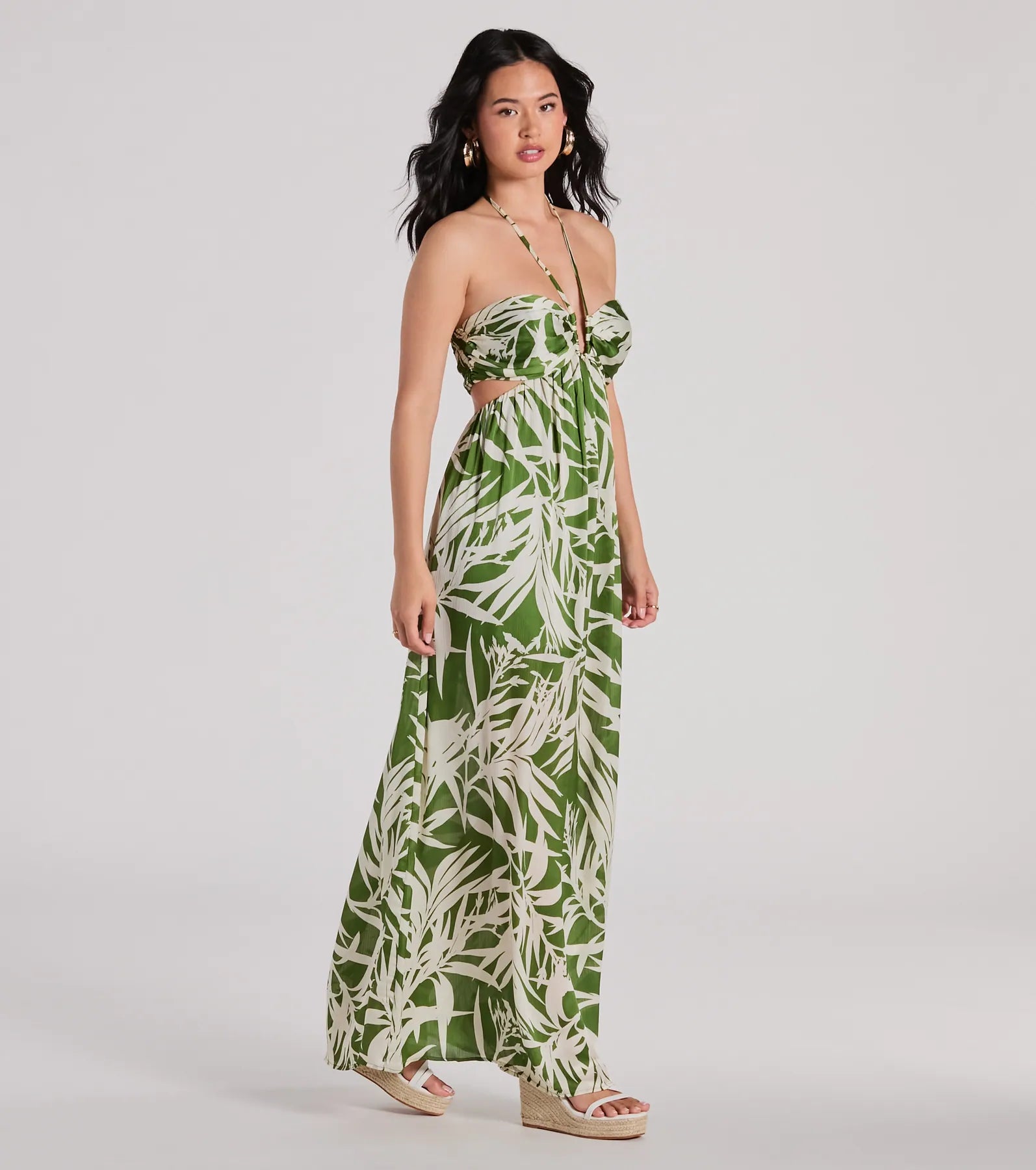 Ultimate Tropical Escape Halter Maxi Dress