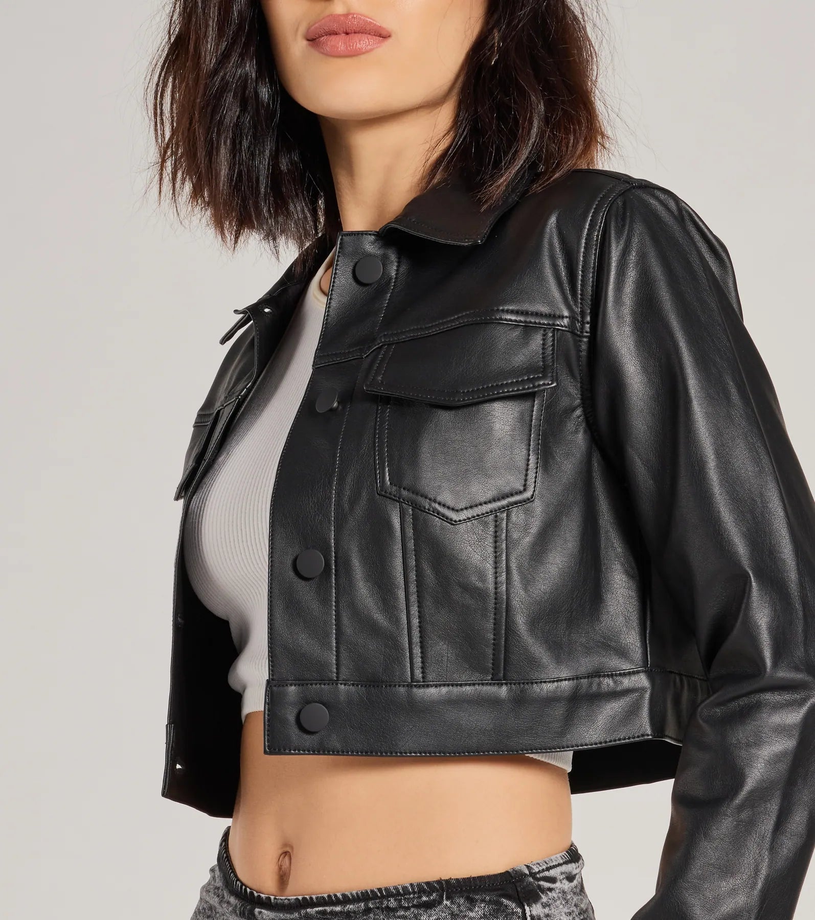 Premium Faux Leather Cropped Jacket - Ultimate Style Upgrade