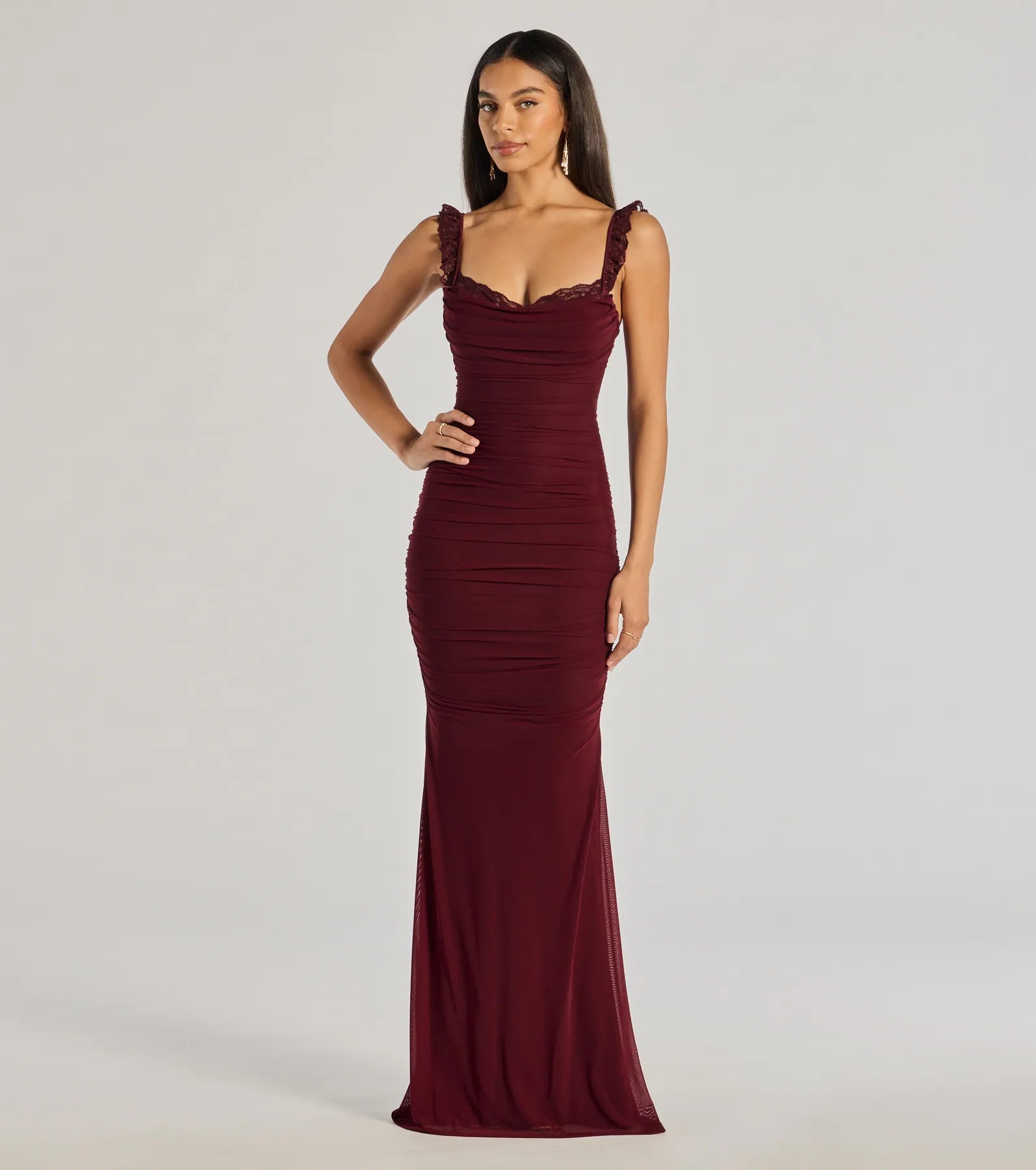 Premium Morgana Lace-Up Ruched Mermaid Dress - Ultimate Formal Elegance