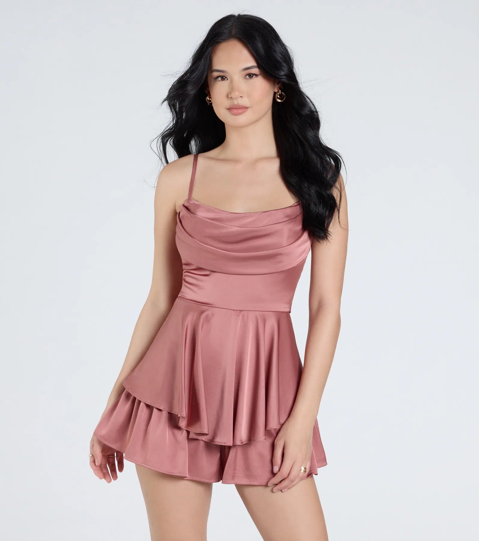 Ultimate Allure Satin Skater Romper - Premium Fit & Flare Style