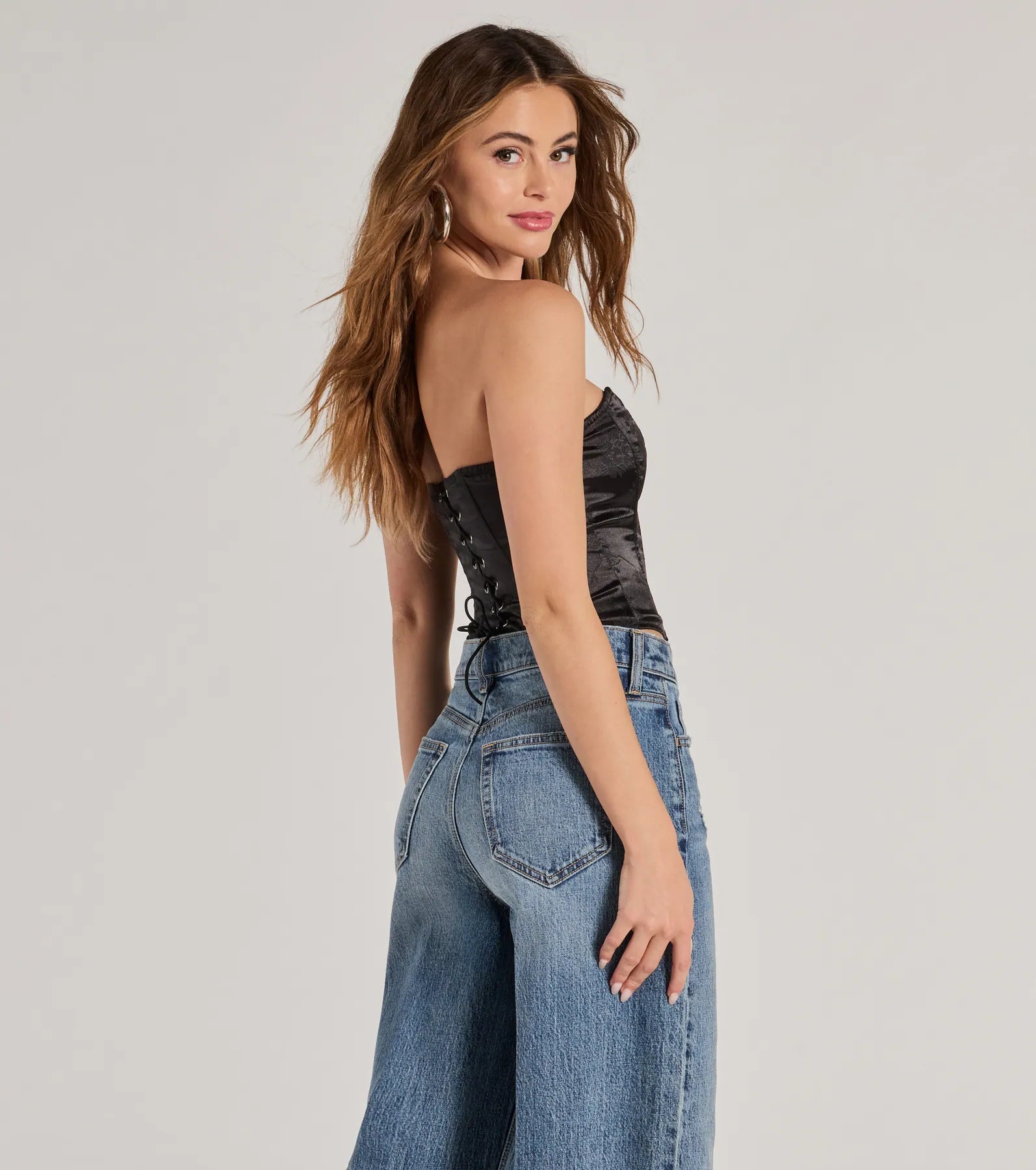 Ultimate Allure Floral Jacquard Satin Corset Top