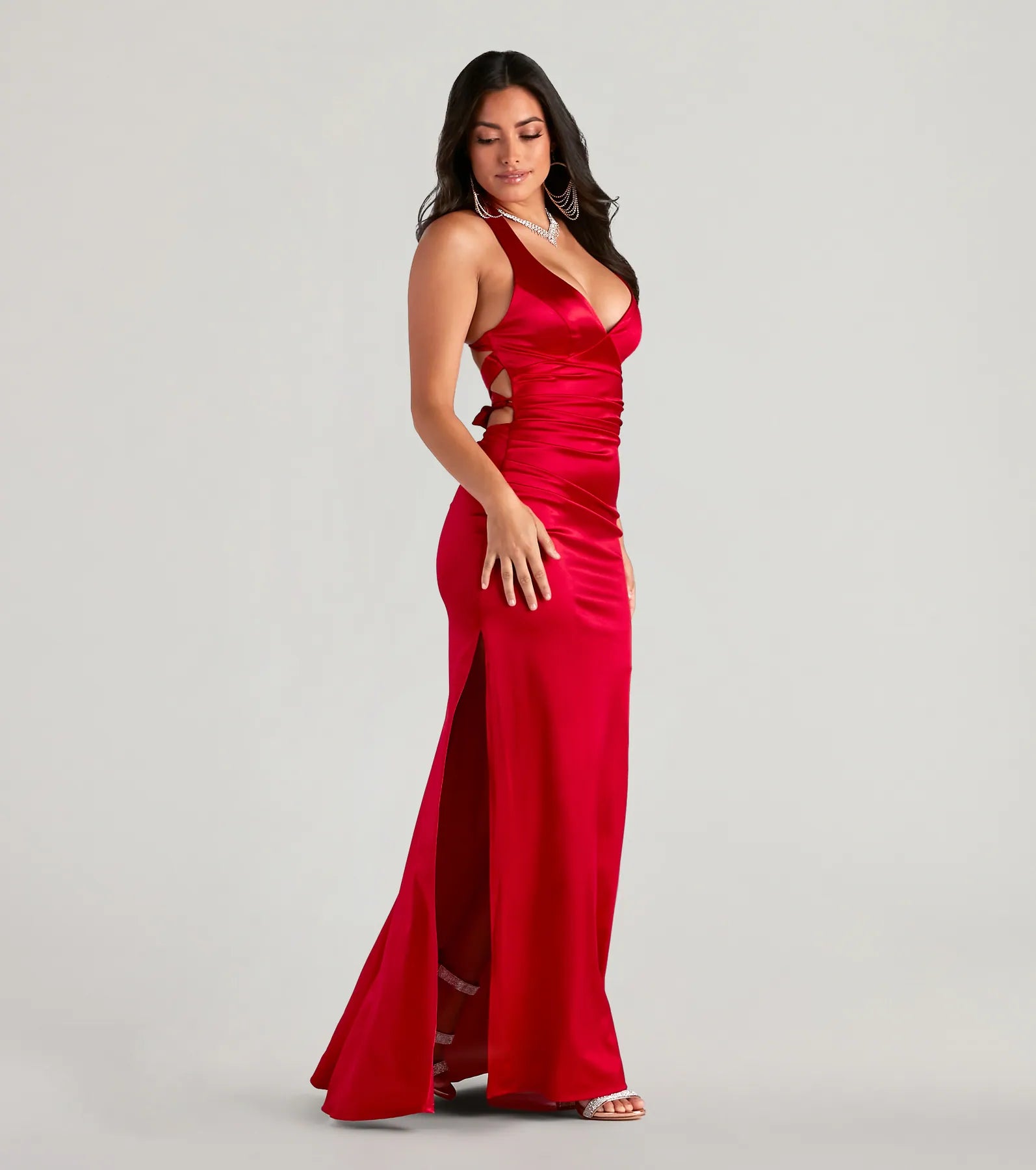 Premium Jamie Lace-Up Satin Gown for Special Occasions