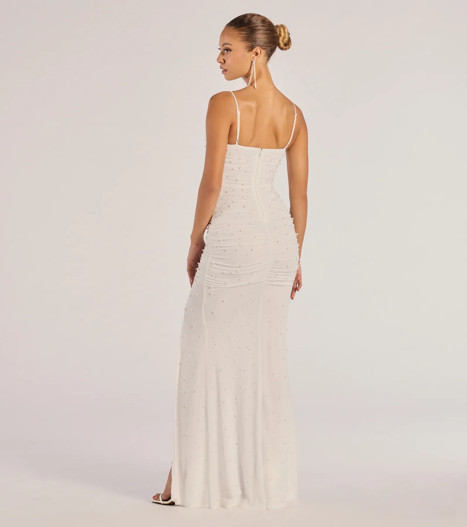 Premium Milena Faux Pearl Embroidered Mermaid Gown