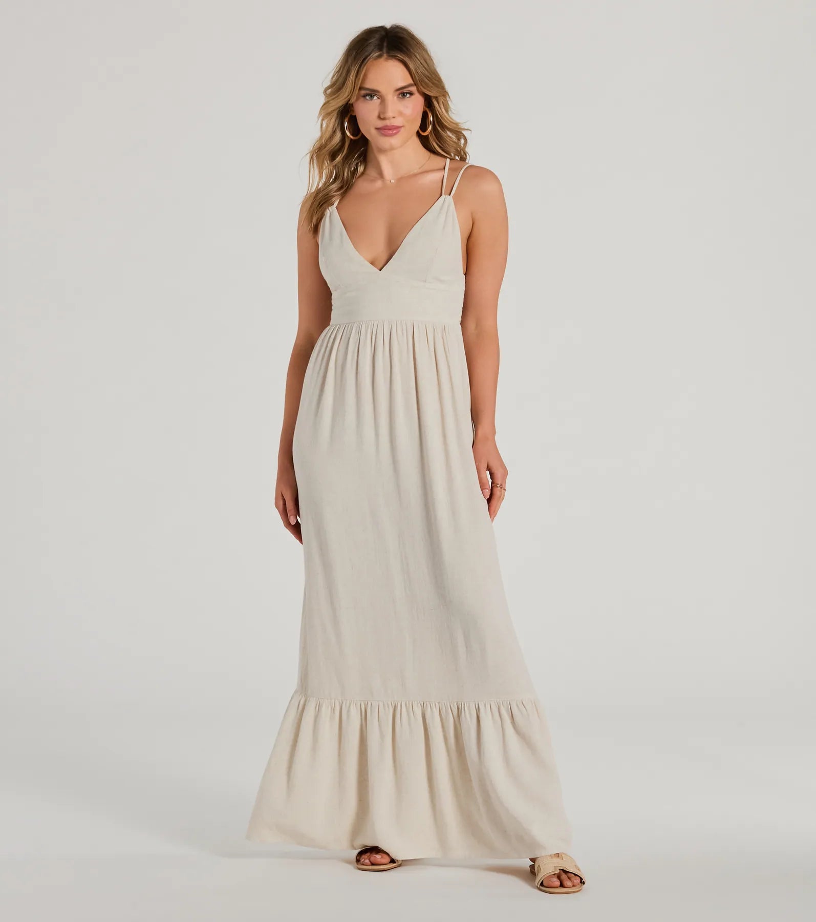 Ultimate Elegance V-Neck Ruffled Maxi Dress