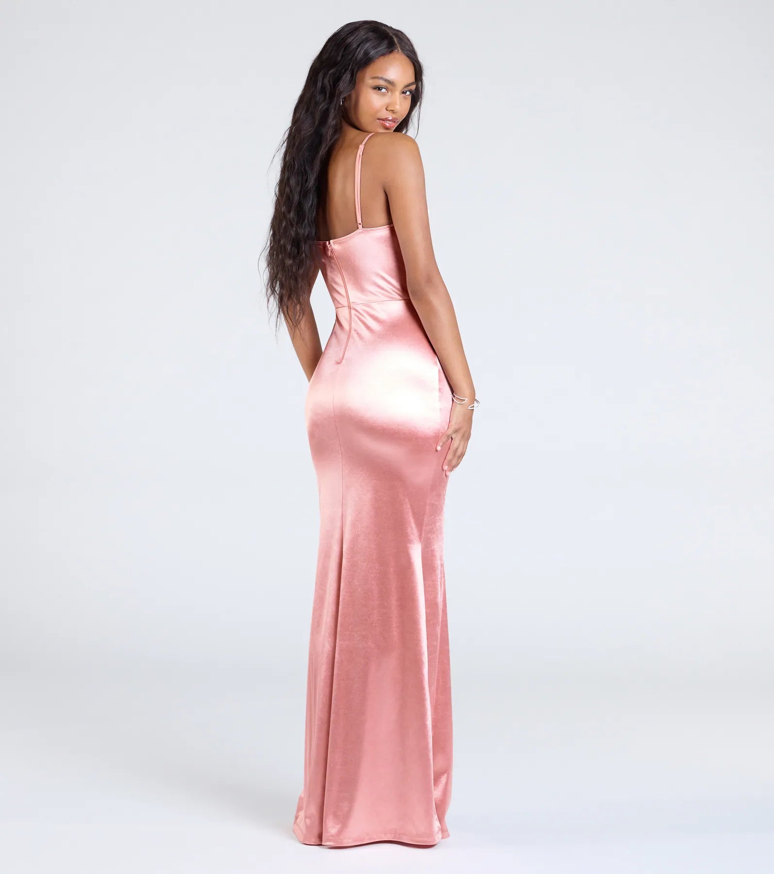 Premium Jackie Floral Sequin Satin Evening Gown
