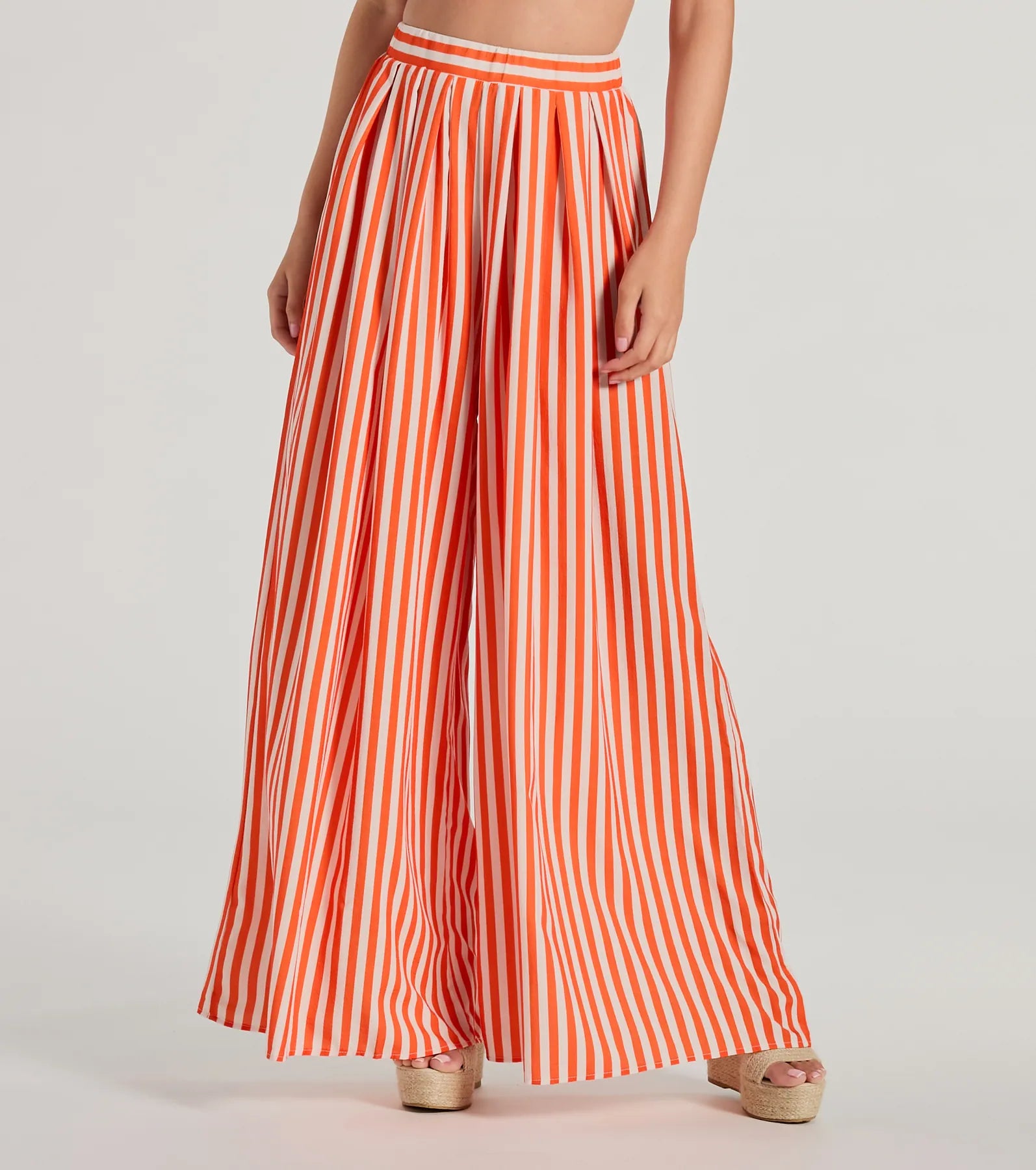 Ultimate Festive Striped Palazzo Pants - High-Rise Flowy Style