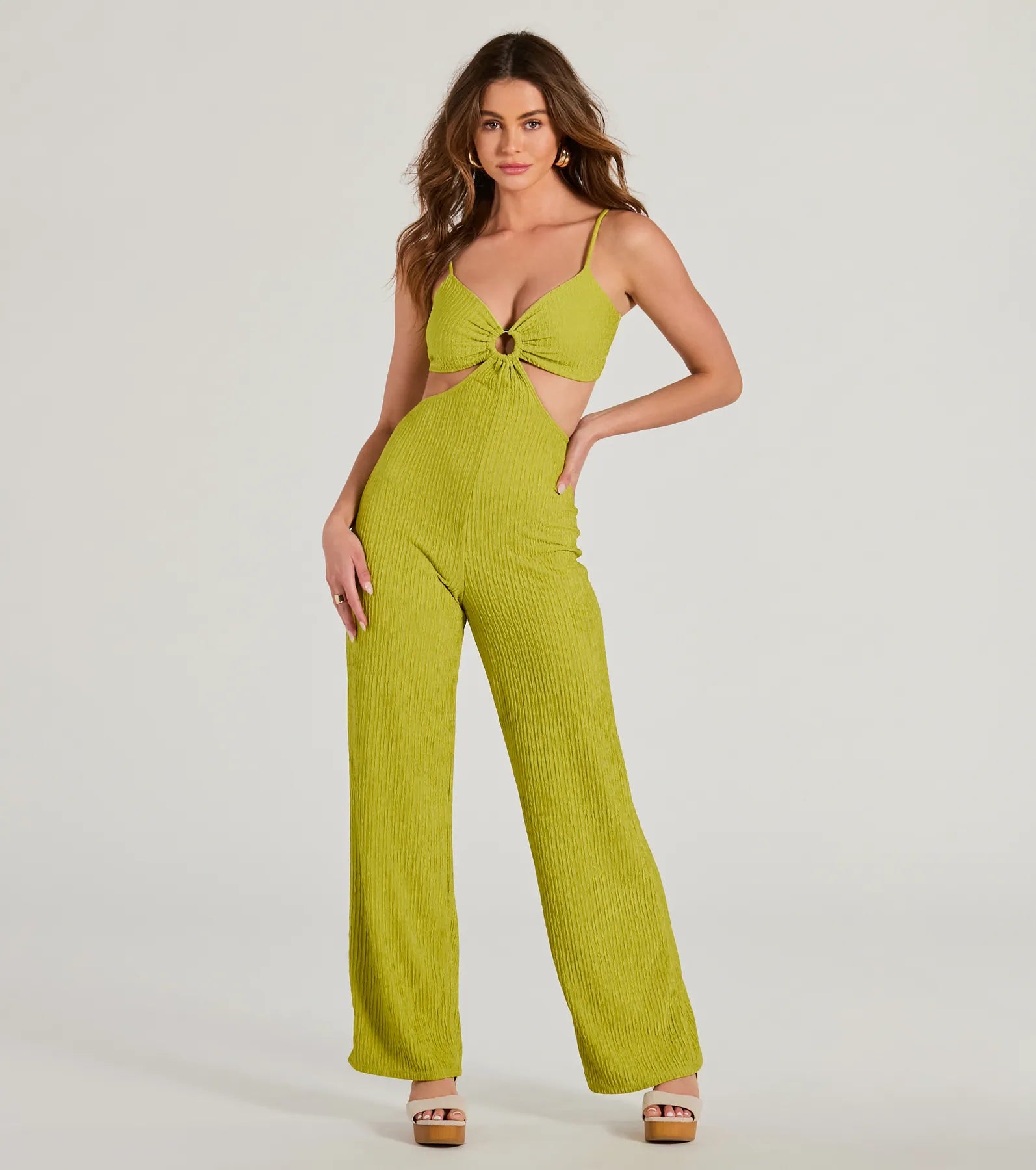 Ultimate Flawless Vibes V-Neck Cutout Jumpsuit - Premium Wide-Leg Design