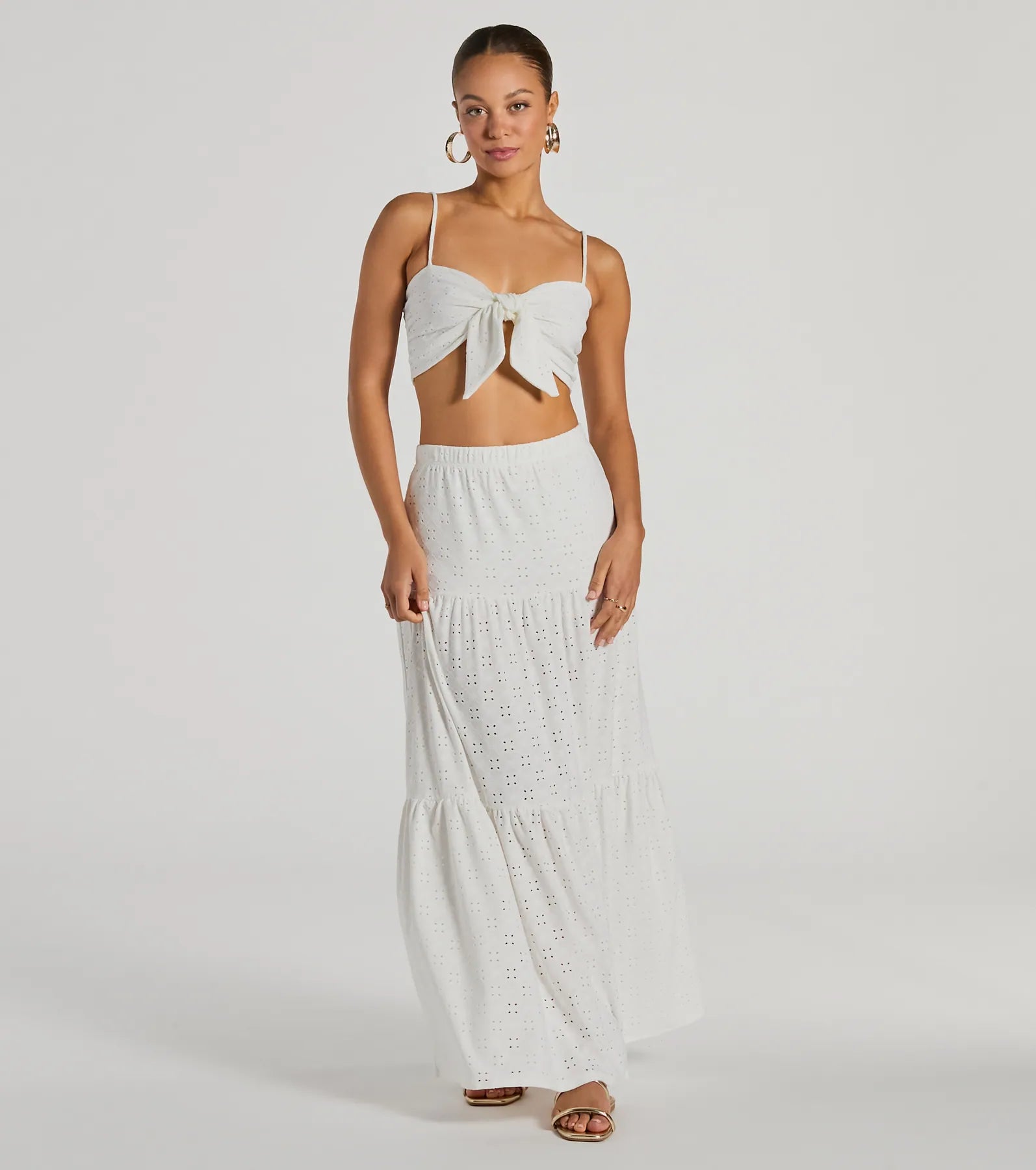 Ultimate Summer Vibe High-Rise Eyelet Maxi Skirt