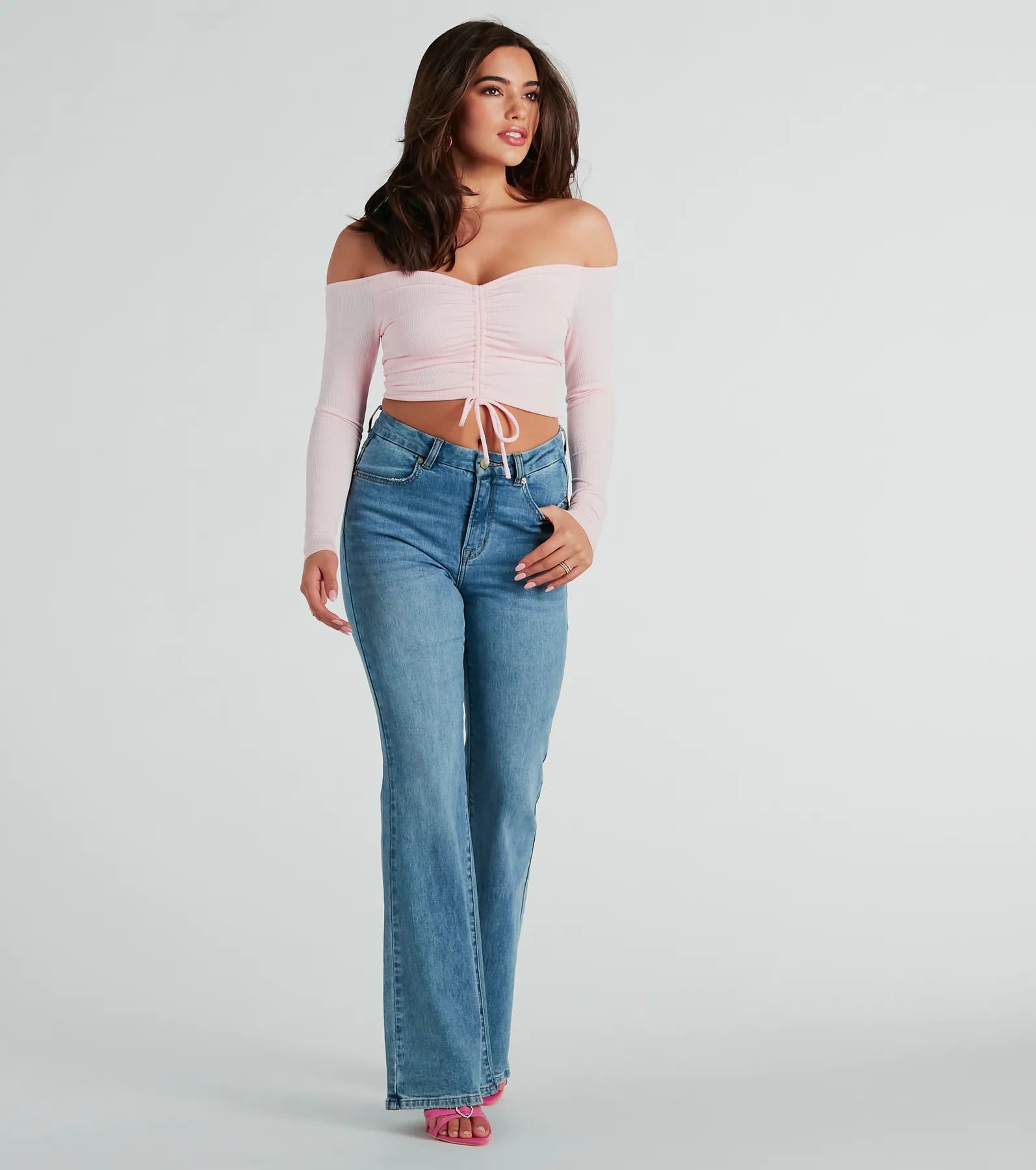 Ultimate Allure Off-The-Shoulder Crop Top - Premium Rib Knit