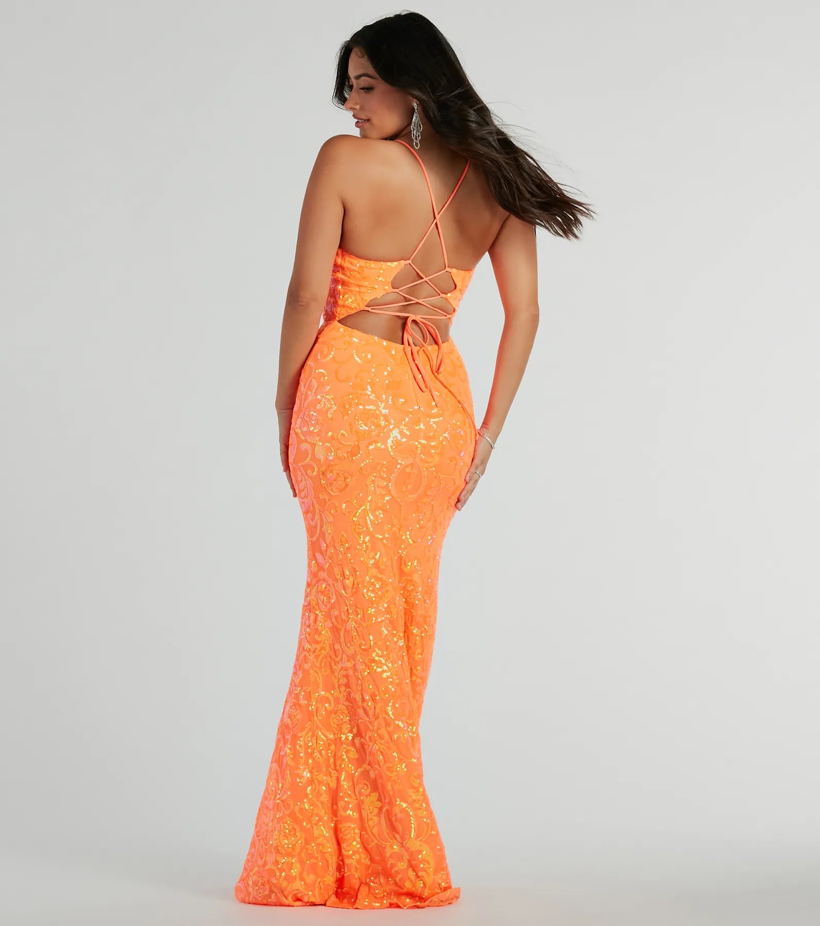 Cynthia Premium Lace-Up Mermaid Sequin Gown